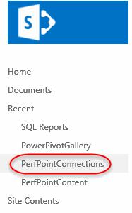 1. Create a new PerformancePoint connection in the PerfPointConnections library in our team site. A.