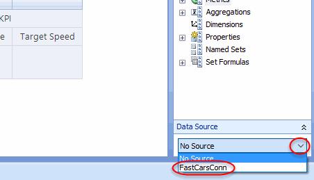 D. In the Data Source panel below the Details panel select FastCarsConn