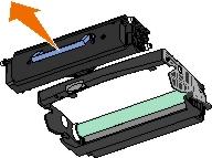 Pull the toner cartridge up and out using the handle. 5. Unpack the new imaging drum. 6.