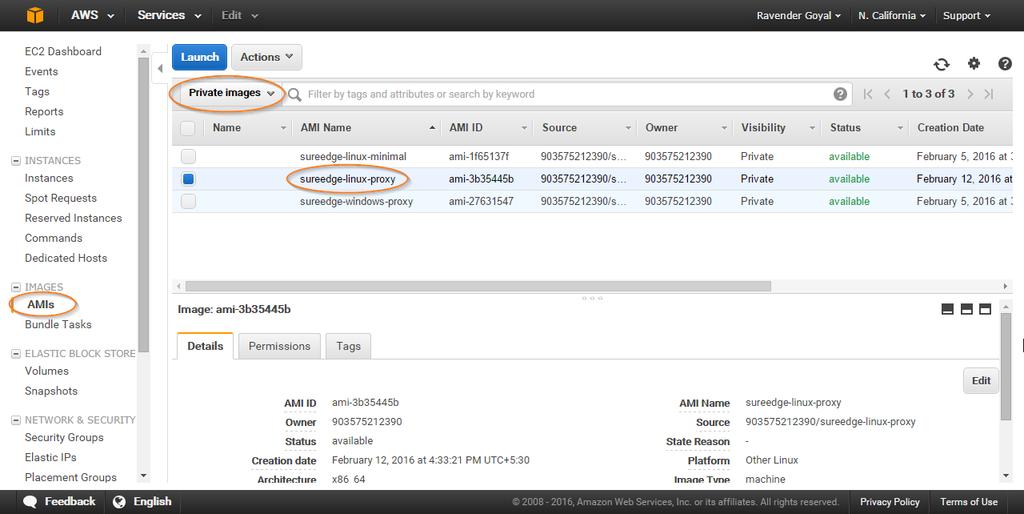 Appendix: Creating Private AMIs from Shared AMIs In order to deploy and use SUREedge Migrator in Amazon EC2 you must have private copies of three AMIs available in the Availability Zone(s) where you