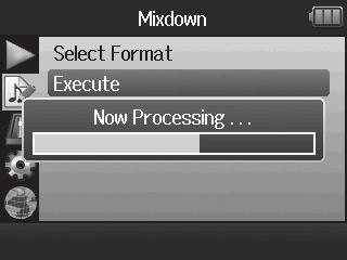 6. Use to select Execute, and press to start the mixdown. H6 Handy Recorder Checking/editing projects/files Mixing down a project NOTE The mixdown file will be created in the same folder.