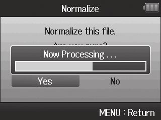 6. Use to select Yes, and press to start normalization.