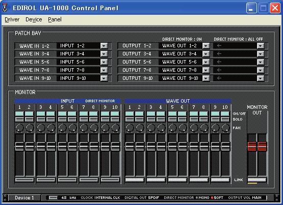 Various settings Reading and writing memories Five sets of UA-1000 settings can be stored within the UA-1000 itself. These stored memories can be read and written from UA-1000 Control Panel.