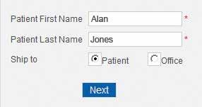 To send orders directly to a previously registered patient, select a current Vision