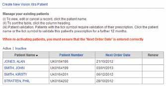 Patient management To amend or cancel a registered patient, click the patient name.