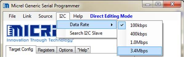 Source Generate This menu allows the user to capture the current register settings within a c/c++ header file as a #define list of register settings.