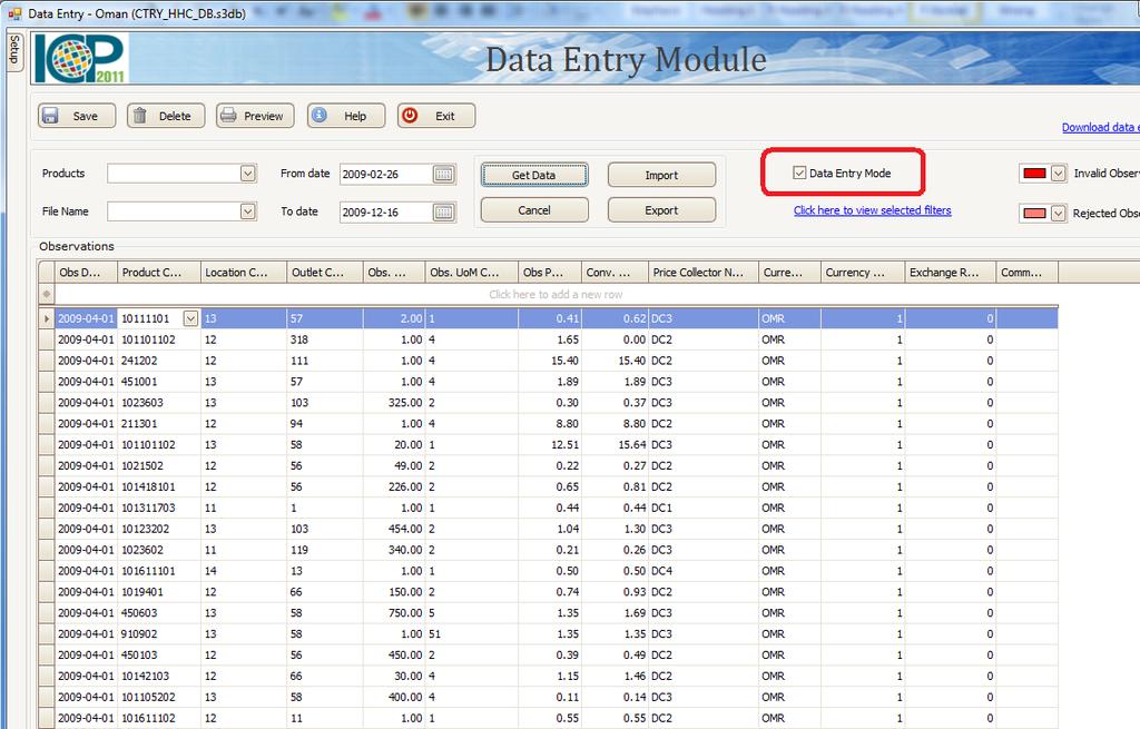 5.1.13 Change n screen Data entry mde As mentined in sectin 4.1.12 there are tw mdes available fr the data entry in the Observatins grid, Data Entry Mde r Speed Mde and Detailed View mde.