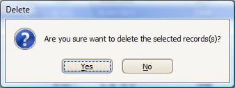 Figure 4.1.17.3 Delete Observatins Cnfirmatin Message Clicking n Yes will delete all selected bservatins and Observatins Grid will be refreshed.