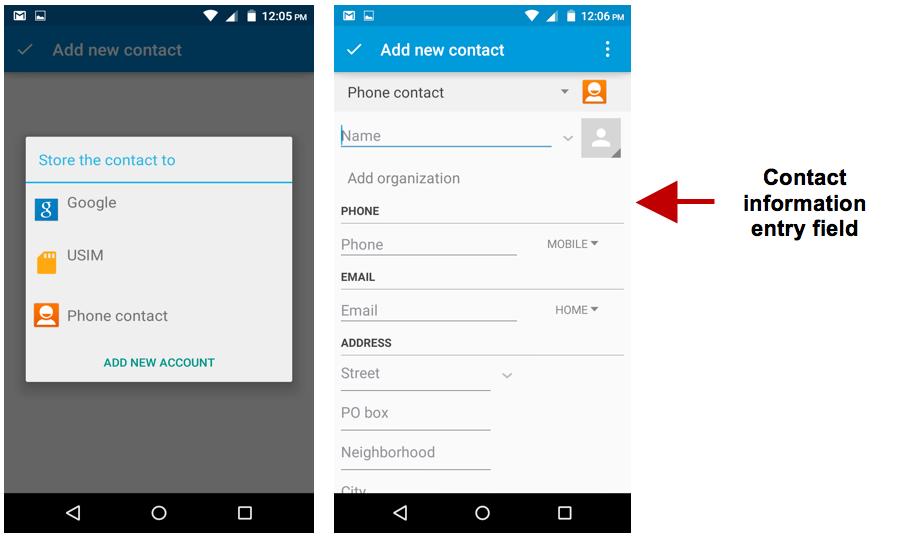 To import or export contacts: Note: You may add individual contacts to any of the home screens by entering the contacts menu, clicking on the specific contact, pressing menu, and