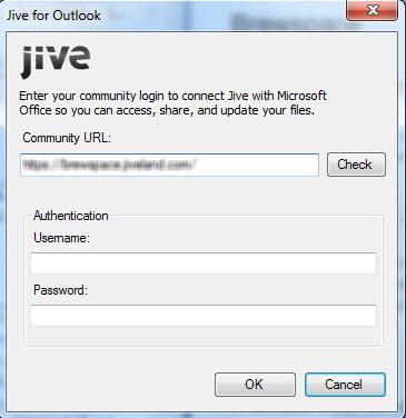 Using Jive for Outlook 6 1. If you haven't already, install the Outlook client program from your Jive community.