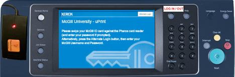 uprint - Xerox 7556 (colour) ID Card Swipe Place your ID Card against the card reader to log in.
