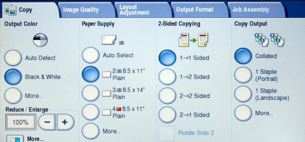 Press Copy on the touch screen. 4. Choose any Copying Options you might want (see below). 5. Enter the number of copies on the keypad and press Start.