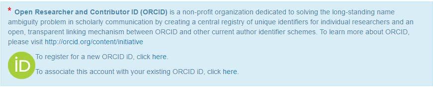 Page 1 of 1 1 1 1 1 1 1 1 1 When the author selects one of these options, they are taken to the ORCID site for the validation process and then redirected seamlessly back into their submission.