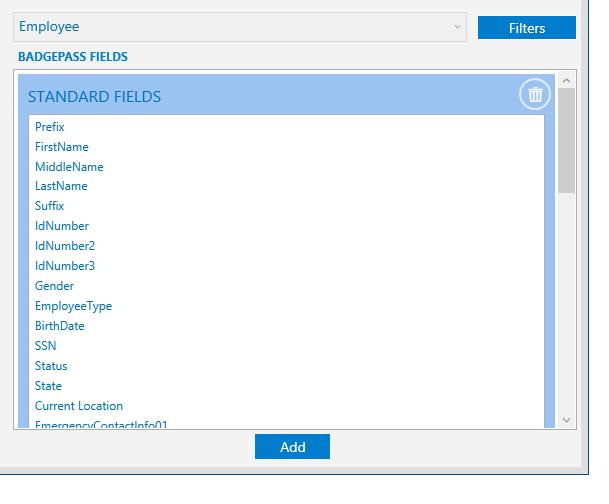 BadgePass Table field group allows you to map manually into any table in the BadgePass database.