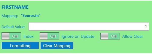 To clear the mapping, click on the BadgePass field that you want to clear, and click the Clear Mapping button: When BadgePass field is selected, you can also set options for this mapping.