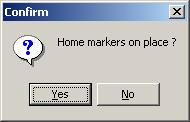 7. Click the Manual Setup button. If you have applied the Home Position Markers, then you can select yes at the dialog asking Home markers on place 8.