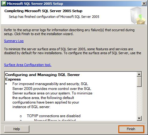 If yes, it indicates that the Microsoft SQL Server 2005 Express is installed properly.