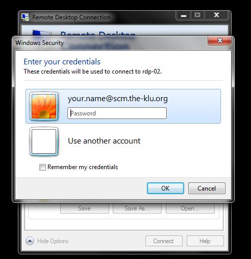 When you connect to the KLU remote desktop, this setting will allow you see and
