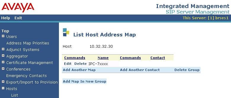 The Add Host Address Map screen is displayed next. This screen is used to specify which calls are to be routed to IPC. For Name, enter a descriptive name to denote the routing.
