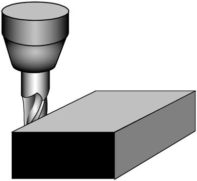 X axis datum Lower the tip of the tool so that it falls below the top surface of the part. Move the table along the X axis, slowly spinning the tool by hand as you go.