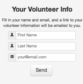 IFRAME into your site, PersonalSiteContactLookup, which prompts the Volunteer to enter their name and email address.