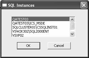 If the Content Server SQL Instance is not displayed, click the Browse button. Find the Content Server SQL Instance you will be using and select it. Click OK.