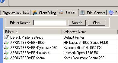 The printers listed should be the same printers that are installed as Local Printers within the [Printers and Faxes] folder of the machines.