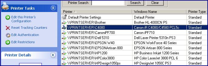 Open Print Manager Plus and ensure the program has detected the installed printers by opening the Printers tab.