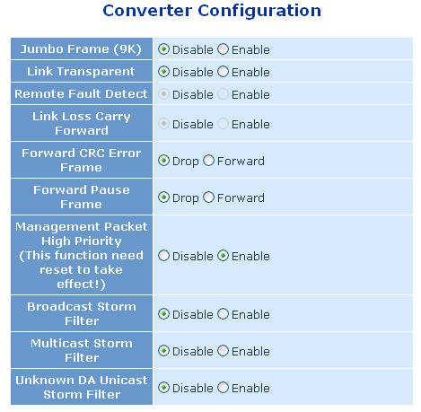 3-3-3. Converter Configuration Function name: Converter Configuration Function description: This converter provides the following configurable parameters.