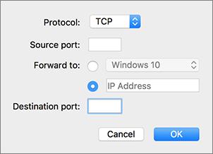 Parallels Desktop Preferences and Virtual Machine Settings To add a port forwarding rule: 1 Click the Add button below the Port forwarding rules list.