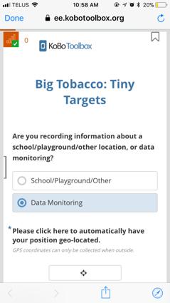 Step 4: Fill out the details of the School or Tobacco recording.