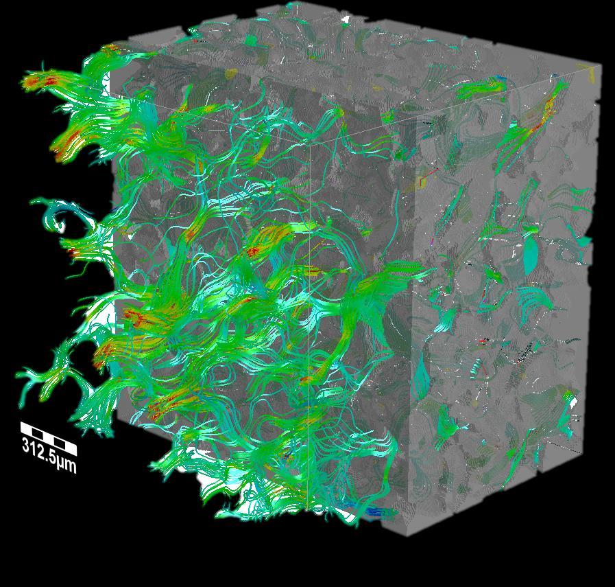 Application examples 3D structural information - porosity Based on 3D imaging, direct modelling of