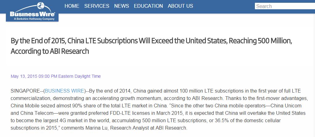 China LTE Handset Market China 4G LTE