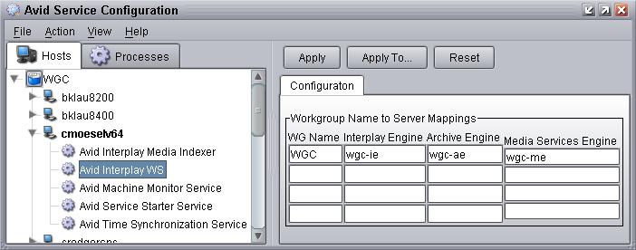 Configuring the Workgroup Name to Server Mapping (via ASF) Avid Interplay WS uses a workgroup name to map requests to the Interplay Engine.