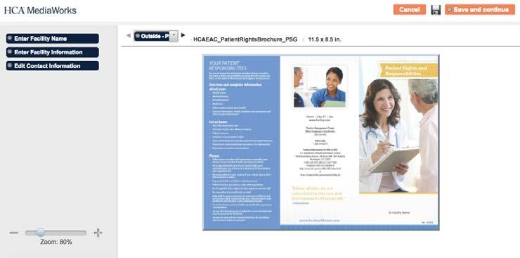 For this example, select HCAEAC_PatientRightsBrochure_PSG. 3. A larger preview as well as workflows and descriptions may display.