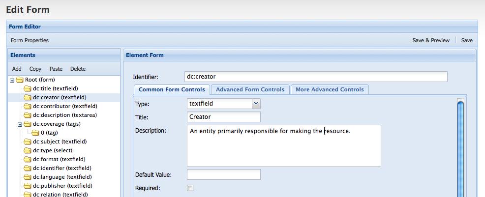 Here, you can change the label users see when interacting with this form field by changing the value for the Title of the element.