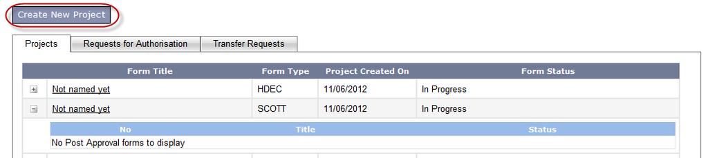 This table also keeps a history of all transfer requests made as the owner of a form. The Transferred To column displays the name of the user to whom the form has been transferred.
