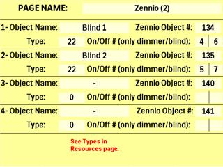 TIPS If a ZENNIO script element will not be used, it is best to write the value "0" in its type. Look at the objects 3 and 4 below.