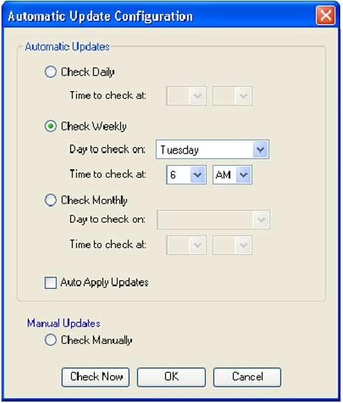 The new Aloha Manager includes an update feature that checks to determine if a more recent version of the Aloha Manager interface is available.