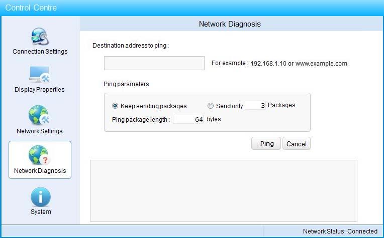 FIG.5-11 Network Diagnosis In the <Network Diagnosis> window, You can check whether the network connection