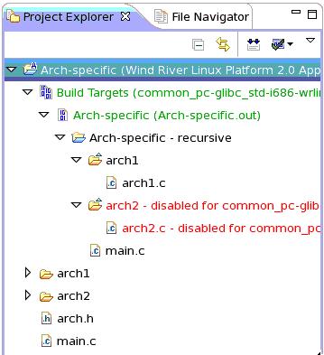 9 Building: Use Cases 9.5 Implementing Architecture-Specific Functions 1 The subfolder arch1 will be built, and its objects will be linked into the project build target.