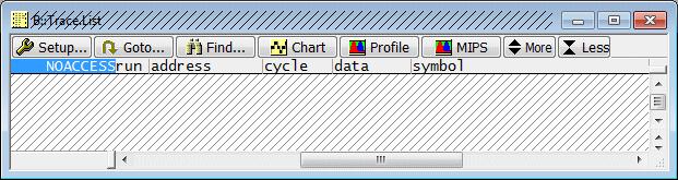Trace information can not be displayed while the program is running, since TRACE32