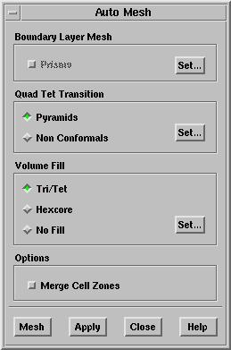 2. Generate the volume mesh. Mesh Auto Mesh... (a) Retain the default settings and click Mesh.