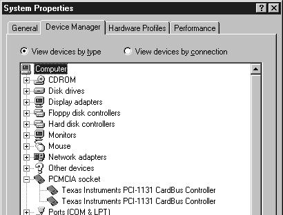 00950B or 4.00950C, you can not use the REX-CB81 2. Determining Your PCMCIA Controller a. In the Control Panel, double-click the System icon. b. Click the Device Manager tab. c. Double-click PCMCIA socket on the list that appears and determine if the CardBus controller appears and that there is no!