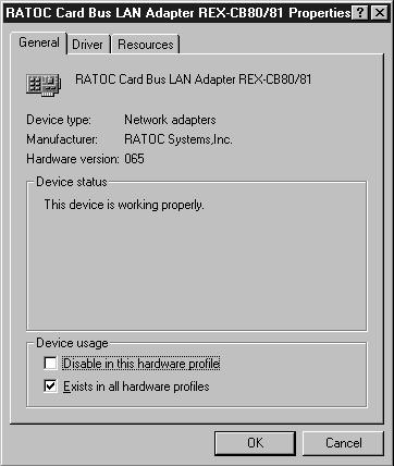 3. Troubleshooting In System Properties, in the Device Manager window, X RATOC CardBus LAN Adapter REX-CB80/81 appears under Network adapters! Solution: 1.