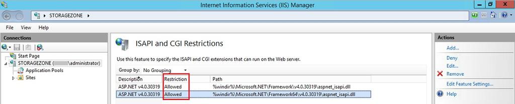 server: In the IIS Manager console, click the StorageZone Controller