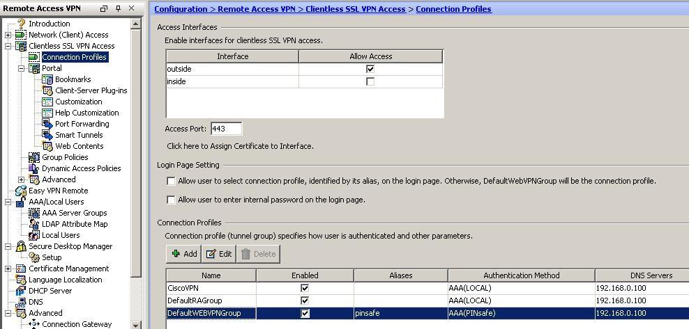 In Basic panel, enter a name, alias and select the AAA Server Group created.