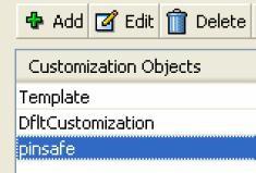 Click on Add to add a new customization object. Enter a name for the object, click on OK then Apply.