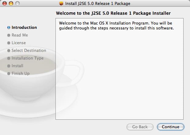 2.2 Installing J2SE on Mac OS X To install J2SE on Mac OS X: 1. Goto the Help portlet on your OTLS page in the portal and download the Java Application 10.4 for Mac to your desktop. 2.