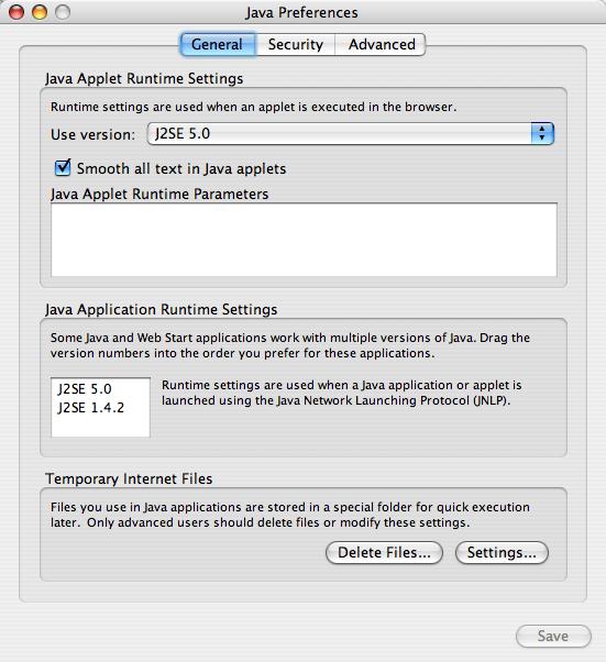 To confirm your computer is using the correct version of the J2SE: 1. Open Finder. 2. Click on Applications. 3. Click on the Utilities folder. 4. Click on the Java folder. 5. Click on the J2SE 5.